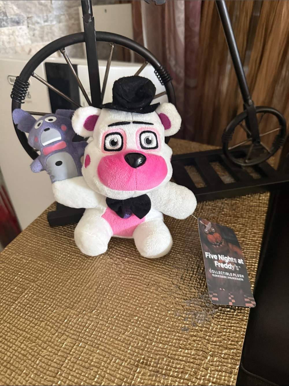 White & Pink Plush Bear Collectible